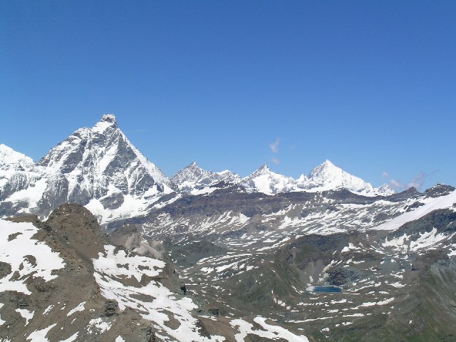 Dalla cima: vista dal Cervino al Weisshorn.